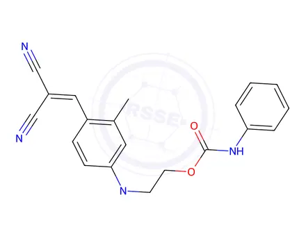 Chemical structure of 2-[[4-[Ethyl[2-[[(phenylamino)carbonyl]oxy]ethyl]amino]-2-methylphenyl]methylene]propanedinitrile