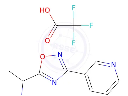Chemical structure of {1-[3-(3-pyridinyl)-1,2,4-oxadiazol-5-yl]ethyl}amine trifluoroacetate