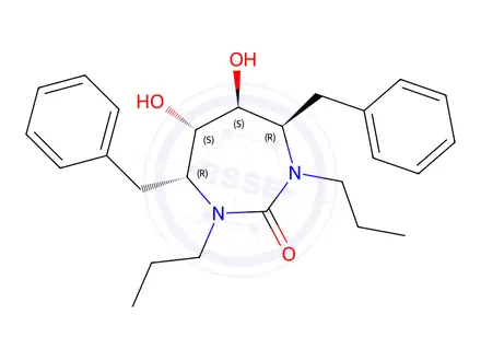 Chemical structure of 2H-1,3-Diazepin-2-one, hexahydro-5,6-dihydroxy-4,7-bis(phenylmethyl)-1,3-dipropyl-, (4R,5S,6S,7R)-