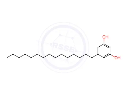 Chemical structure of 5-pentadecylresorcinol