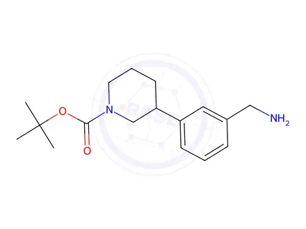 Chemical structure of Tert-butyl 3-(3-(aminomethyl)phenyl)piperidine-1-carboxylate