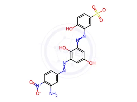 Chemical structure of sodium [3-[[3-[(3-amino-4-nitrophenyl)azo]-2,4-dihydroxyphenyl]azo]-4-hydroxybenzenesulphonato(3-)]cuprate(1-)