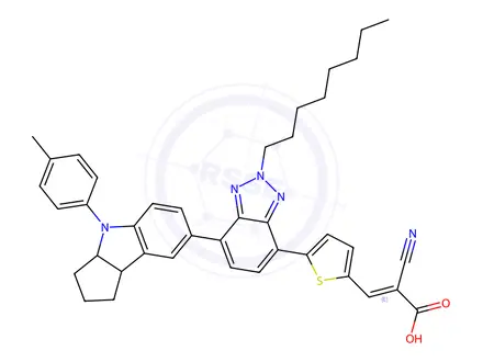Chemical structure of 2-Cyano-3-(5-(2-octyl-7-(4-(p-tolyl)-1,2,3,3a,4,8b-hexahydrocyclopenta[b]indol-7-yl)-2H-benzo[d][1,2,3]triazol-4-yl)thiophen-2-yl)acrylic acid