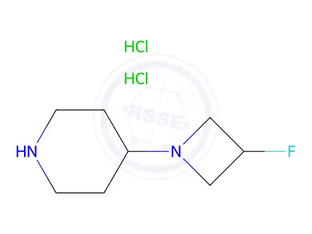 Chemical structure of Piperidine, 4-(3-fluoro-1-azetidinyl)-hydrochloride (1:2)