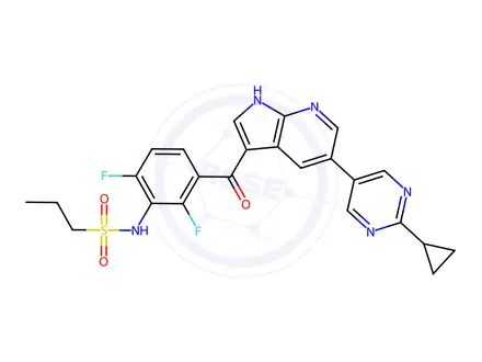 Chemical structure of N-(3-(5-(2-CYCLOPROPYLPYRIMIDIN-5-YL)-1H-PYRROLO[2,3-B]PYRIDINE-3-CARBONYL)-2,6-DIFLUOROPHENYL)PROPA