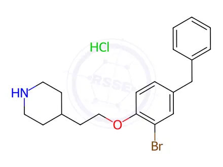 Chemical structure of 4-[2-(4-Benzyl-2-bromophenoxy)ethyl]piperidine hydrochloride