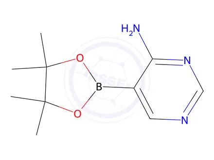 Chemical structure of 5-(4,4,5,5-Tetramethyl-1,3,2-dioxaborolan-2-yl)pyrimidin-4-amine