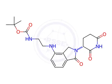 Chemical structure of Carbamic acid, N-[2-[[2-(2,6-dioxo-3-piperidinyl)-2,3-dihydro-1-oxo-1H-isoindol-4-yl]amino]ethyl]-, 1,1-dimethylethyl ester