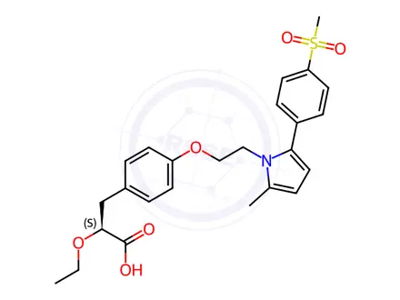 Chemical structure of (S)-2-Ethoxy-3-(4-(2-(2-methyl-5-(4-(methylsulfonyl)phenyl)-1H-pyrrol-1-yl)ethoxy)phenyl)propanoic Acid