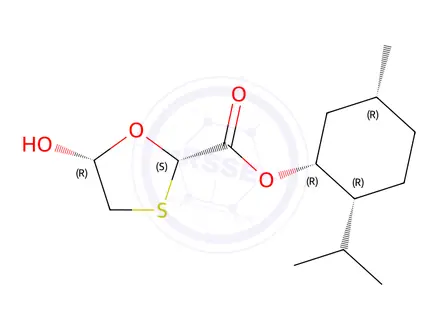 Chemical structure of (2R,5R)-(1R,2S,5R)-2-isopropyl-5-methylcyclohexyl 5-hydroxy-1,3-oxathiolane-2-carboxylate