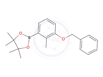 Chemical structure of 2-(3-(Benzyloxy)-2-methylphenyl)-4,4,5,5-tetramethyl-1,3,2-dioxaborolane