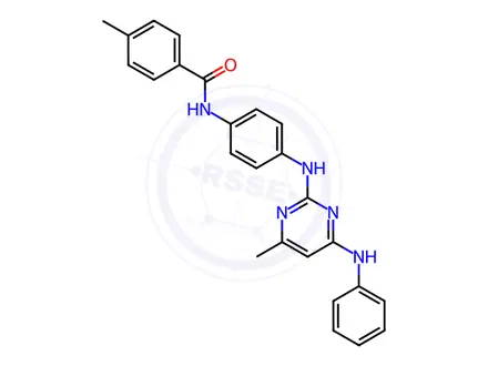Chemical structure of N-[4-[(4-anilino-6-methylpyrimidin-2-yl)amino]phenyl]-4-methylbenzamide