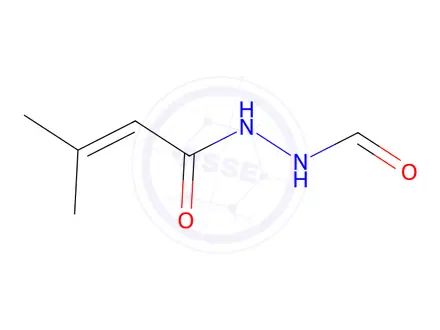 Chemical structure of N-formamido-3-methyl-2-butenamide