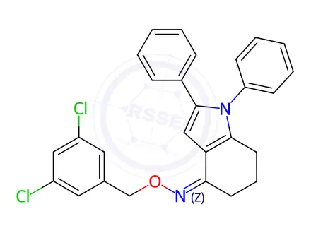 Chemical structure of N-[(3,5-Dichlorophenyl)methoxy]-1,2-diphenyl-4,5,6,7-tetrahydro-1H-indol-4-imine