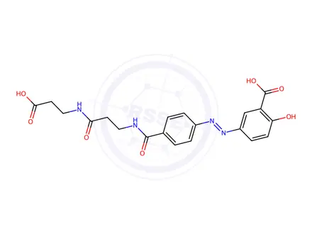 Chemical structure of 5-[4-[2-[2-carboxyethyl carbamoyl]-ethyl carbamoyl]-phenylazo]salicylic acid