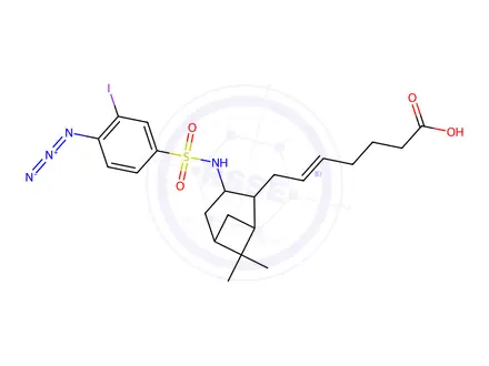 Chemical structure of 7-(6,6-dimethyl-3-(4-azido-3-iodobenzenesulfonylamino)bicyclo(3.1.1)hept-2-yl)-5-heptenoic acid