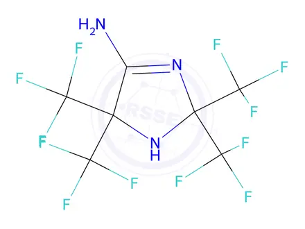 Chemical structure of 1H-Imidazol-4-amine, 2,5-dihydro-2,2,5,5-tetrakis(trifluoromethyl)-