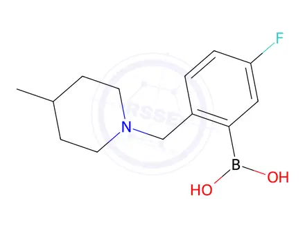 Chemical structure of (5-fluoro-2-((4-Methylpiperidin-1-yl)Methyl)phenyl)boronic acid