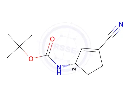 Chemical structure of Tert-butyl (S)-(3-cyanocyclopent-2-en-1-yl)carbamate