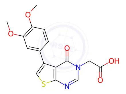 Chemical structure of [5-(3,4-Dimethoxyphenyl)-4-oxothieno-[2,3-d]pyrimidin-3(4H)-yl]acetic acid