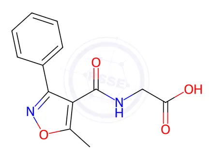 Chemical structure of 2-(5-Methyl-3-phenylisoxazole-4-carboxamido)acetic acid