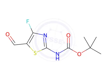 Chemical structure of Carbamic acid, N-(4-fluoro-5-formyl-2-thiazolyl)-, 1,1-dimethylethyl ester