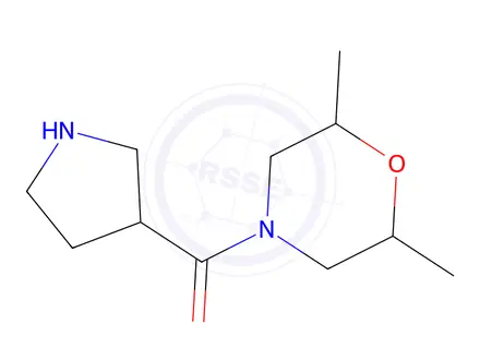 Chemical structure of 2,6-dimethyl-4-(pyrrolidine-3-carbonyl)morpholine
