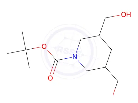 Chemical structure of tert-Butyl 3,5-bis(hydroxymethyl)piperidine-1-carboxylate