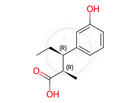 Chemical structure of (2R,3R)-3-(3-hydroxyphenyl)-2-methylpentanoic acid