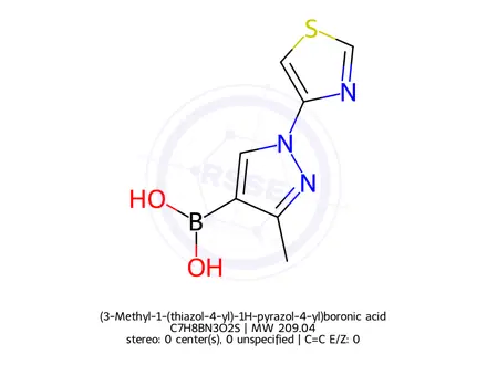 Chemical structure of (3-Methyl-1-(thiazol-4-yl)-1H-pyrazol-4-yl)boronic acid
