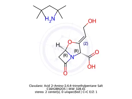Chemical structure of Clavulanic Acid 2-Amino-2,4,4-trimethylpentane Salt