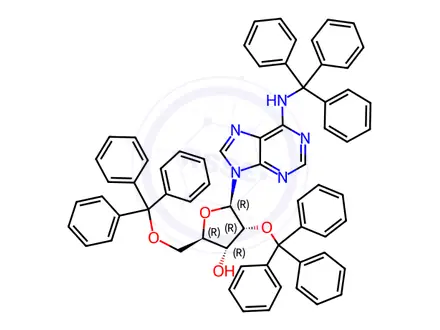 Chemical structure of N-(Triphenylmethyl)-2'-O,5'-O-bis(triphenylmethyl)adenosine