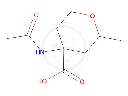 Chemical structure of 4-Acetamido-2-methyltetrahydro-2h-pyran-4-carboxylic acid