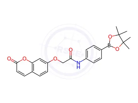 Chemical structure of 2-((2-Oxo-2h-chromen-7-yl)oxy)-n-(4-(4,4,5,5-tetramethyl-1,3,2-dioxaborolan-2-yl)phenyl)acetamide