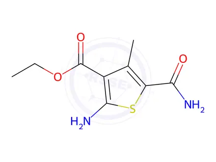 Chemical structure of Ethyl 2-Amino-5-(aminocarbonyl)-4-methylthiophene-3-carboxylate