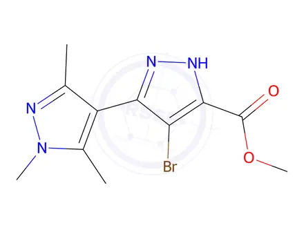 Chemical structure of Methyl 4-bromo-1',3',5'-trimethyl-1'H,2H-[3,4'-bipyrazole]-5-carboxylate