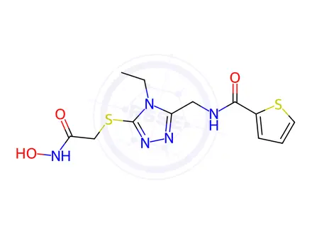 Chemical structure of N-((4-Ethyl-5-((2-(hydroxyamino)-2-oxoethyl)thio)-4H-1,2,4-triazol-3-yl)methyl)thiophene-2-carboxamide