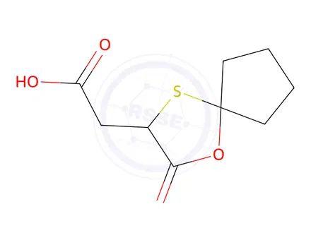 Chemical structure of 2-{2-oxo-1-oxa-4-thiaspiro[4.4]nonan-3-yl}acetic acid