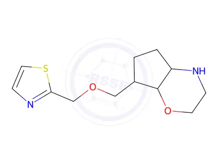 Chemical structure of 7-((Thiazol-2-ylmethoxy)methyl)octahydrocyclopenta[b][1,4]oxazine