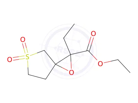 Chemical structure of Ethyl 2-ethyl-1-oxa-5-thiaspiro[2.4]heptane-2-carboxylate 5,5-dioxide