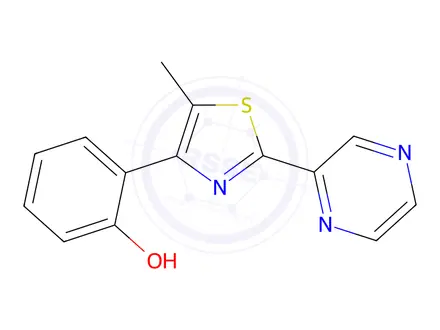 Chemical structure of 2-(5-Methyl-2-(pyrazin-2-yl)thiazol-4-yl)phenol