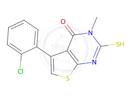 Chemical structure of 5-(2-Chlorophenyl)-2,3-dihydro-3-methyl-2-thioxothieno[2,3-d]pyrimidin-4(1H)-one