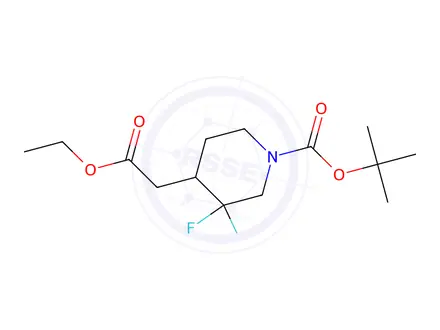 Chemical structure of benzyl 4-(2-ethoxy-2-oxoethyl)-3,3-difluoropiperidine-1-carboxylate