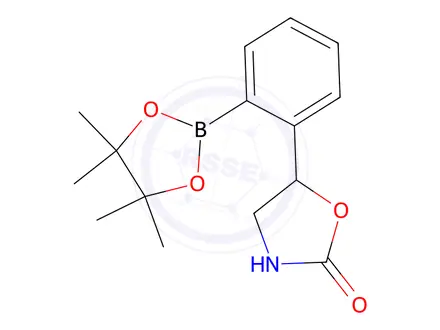 Chemical structure of 5-(2-(4,4,5,5-Tetramethyl-1,3,2-dioxaborolan-2-yl)phenyl)oxazolidin-2-one