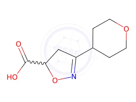 Chemical structure of 3-(Oxan-4-yl)-4,5-dihydro-1,2-oxazole-5-carboxylic acid