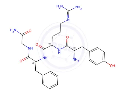 Chemical structure of (D-Arg2)-Dermorphin (1-4) Amide Trifluoroacetate Salt H-Tyr-D-Arg-Phe-Gly-NH2 Trifluoroacetate Salt