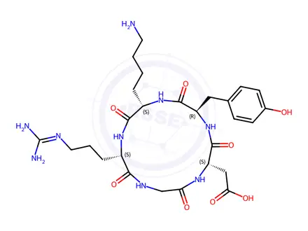Chemical structure of 2-((2S,5R,8S,11S)-8-(4-Aminobutyl)-11-(3-guanidinopropyl)-5-(4-hydroxybenzyl)-3,6,9,12,15-pentaoxo-1,4,7,10,13-pentaazacyclopentadecan-2-yl)acetic Acid
