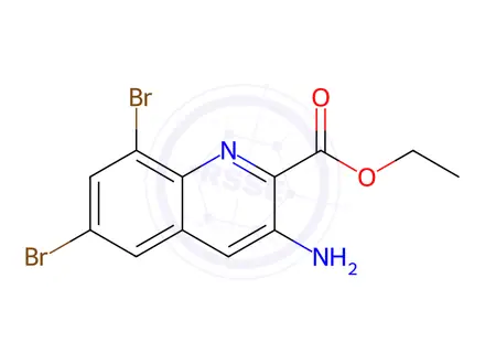 Chemical structure of Ethyl 3-amino-6,8-dibromoquinoline-2-carboxylate