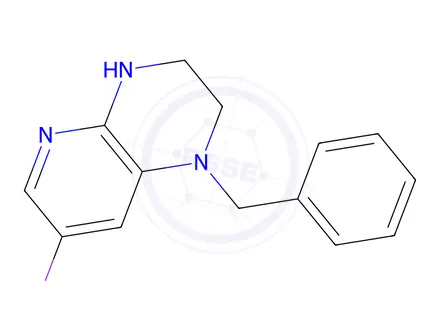 Chemical structure of 1-Benzyl-7-iodo-1,2,3,4-tetrahydropyrido[2,3-b]pyrazine