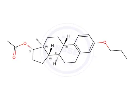 Chemical structure of (8R,9S,13S,14S,17S)-13-methyl-3-propoxy-7,8,9,11,12,13,14,15,16,17-decahydro-6H-cyclopenta[a]phenanthren-17-yl acetate